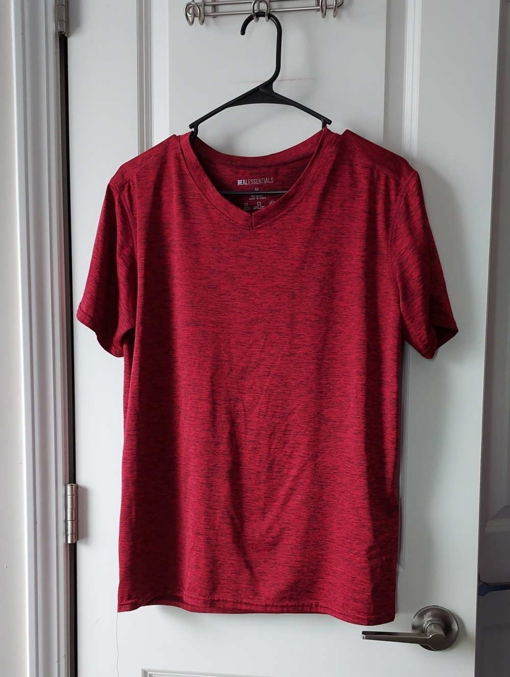 Essentials Men's Heather Red V-Neck Short Sleeve Tee